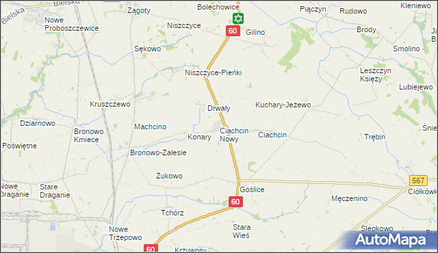 mapa Ciachcin Nowy, Ciachcin Nowy na mapie Targeo