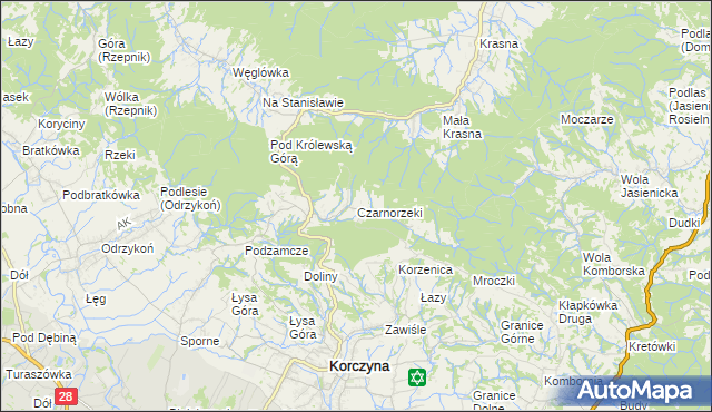 mapa Czarnorzeki, Czarnorzeki na mapie Targeo