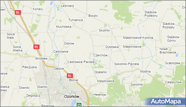 mapa Czerchów, Czerchów na mapie Targeo