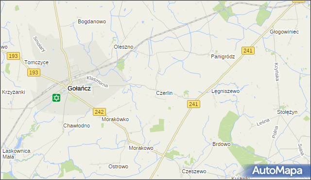 mapa Czerlin gmina Gołańcz, Czerlin gmina Gołańcz na mapie Targeo