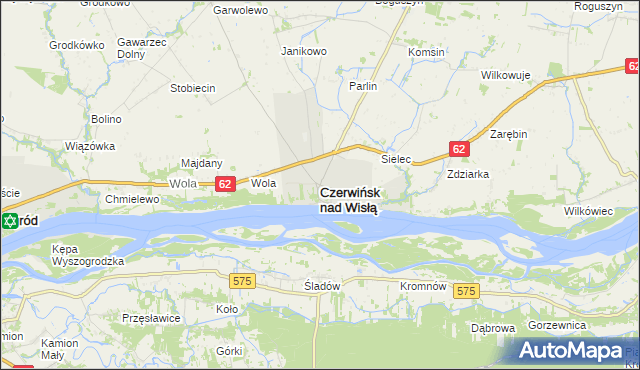 mapa Czerwińsk nad Wisłą, Czerwińsk nad Wisłą na mapie Targeo