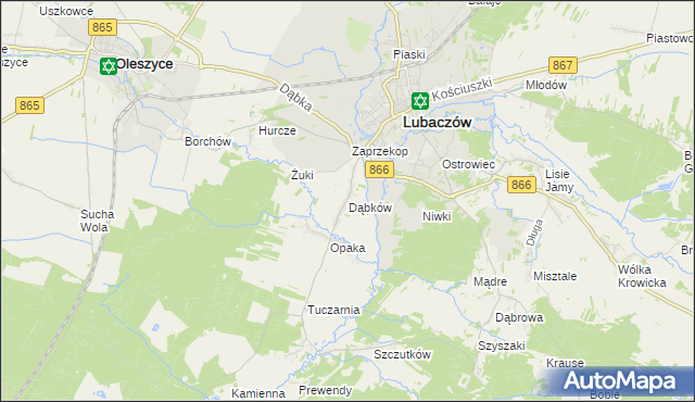 mapa Dąbków, Dąbków na mapie Targeo