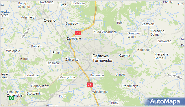 mapa Dąbrowa Tarnowska, Dąbrowa Tarnowska na mapie Targeo