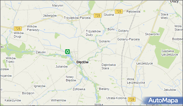 mapa Dąbrówka Nowa gmina Błędów, Dąbrówka Nowa gmina Błędów na mapie Targeo