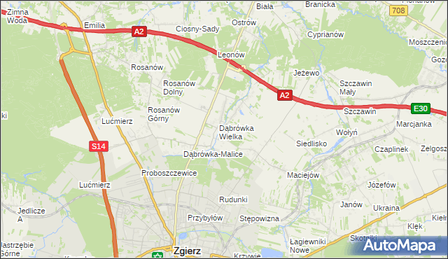 mapa Dąbrówka-Strumiany, Dąbrówka-Strumiany na mapie Targeo