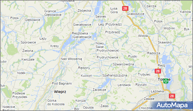 mapa Frydrychowice, Frydrychowice na mapie Targeo