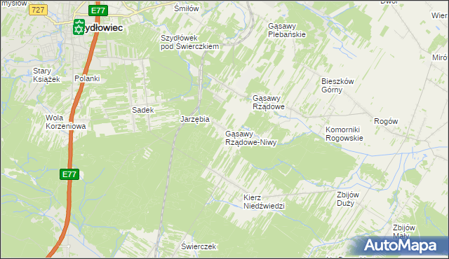 mapa Gąsawy Rządowe-Niwy, Gąsawy Rządowe-Niwy na mapie Targeo