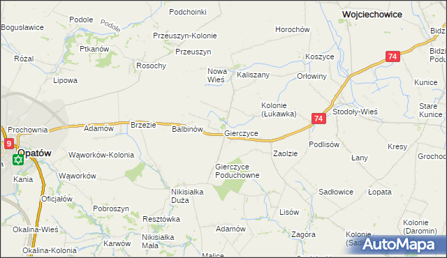 mapa Gierczyce gmina Wojciechowice, Gierczyce gmina Wojciechowice na mapie Targeo