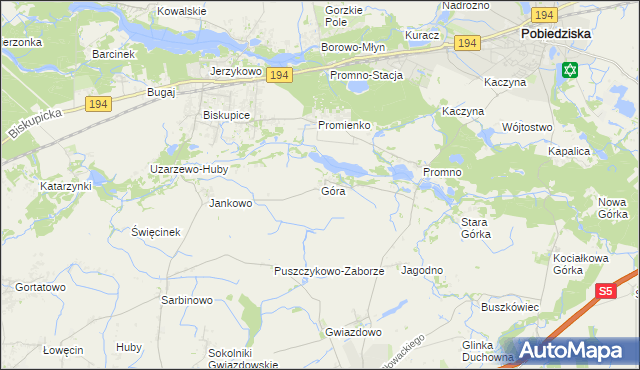 mapa Góra gmina Pobiedziska, Góra gmina Pobiedziska na mapie Targeo