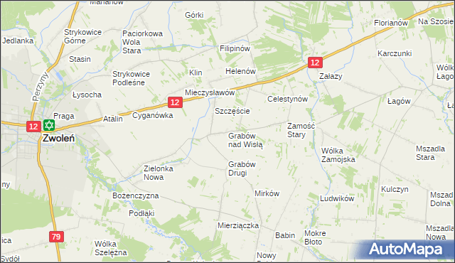 mapa Grabów nad Wisłą, Grabów nad Wisłą na mapie Targeo