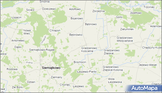 mapa Gradzanowo Kościelne, Gradzanowo Kościelne na mapie Targeo