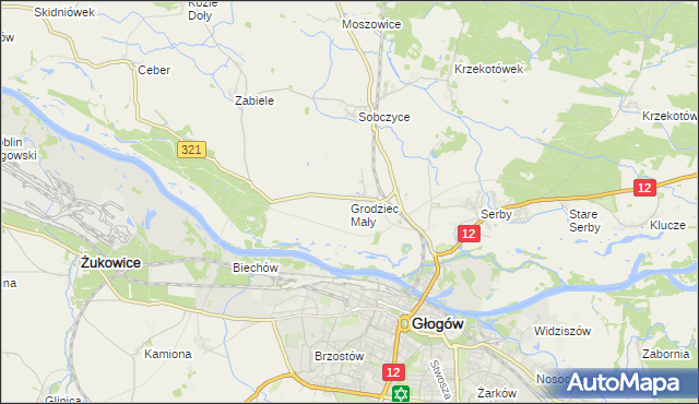 mapa Grodziec Mały, Grodziec Mały na mapie Targeo