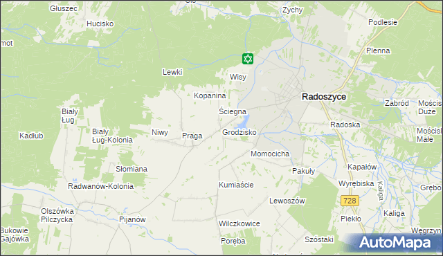 mapa Grodzisko gmina Radoszyce, Grodzisko gmina Radoszyce na mapie Targeo