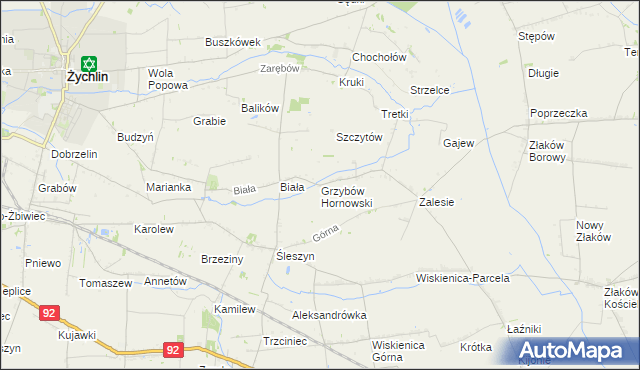 mapa Grzybów Hornowski, Grzybów Hornowski na mapie Targeo