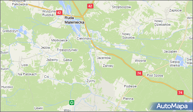 mapa Jacentów, Jacentów na mapie Targeo