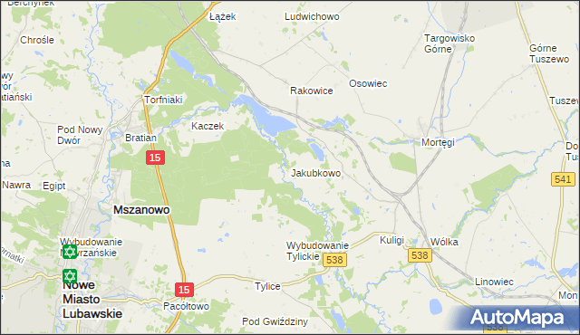 mapa Jakubkowo gmina Grodziczno, Jakubkowo gmina Grodziczno na mapie Targeo