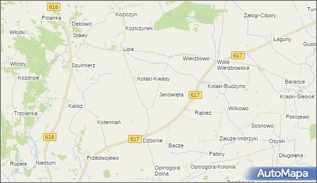 mapa Janowięta, Janowięta na mapie Targeo