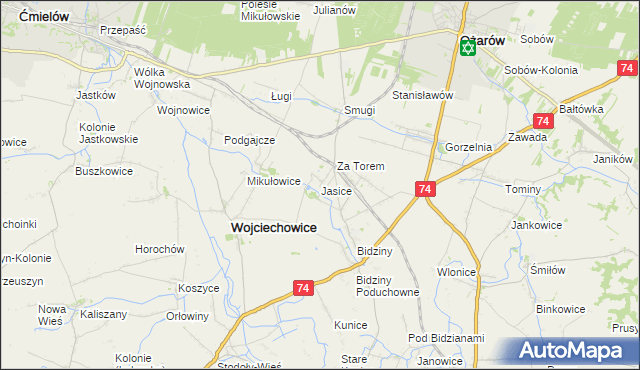 mapa Jasice, Jasice na mapie Targeo