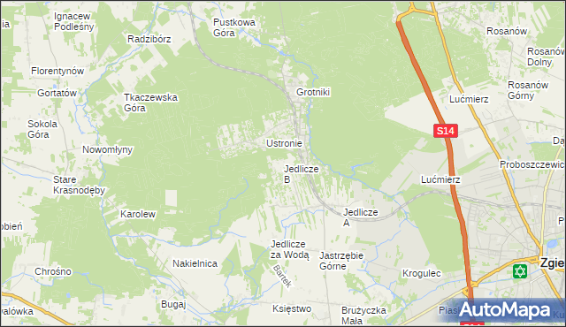 mapa Jedlicze B, Jedlicze B na mapie Targeo