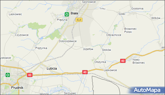 mapa Józefów gmina Biała, Józefów gmina Biała na mapie Targeo