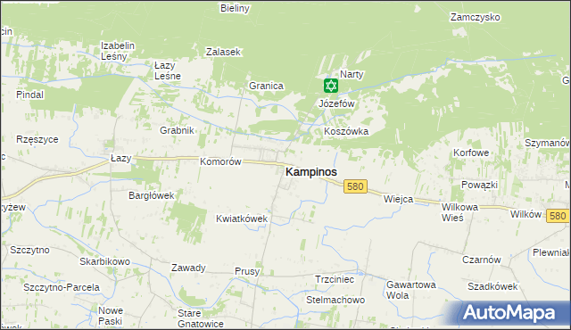 mapa Kampinos, Kampinos na mapie Targeo