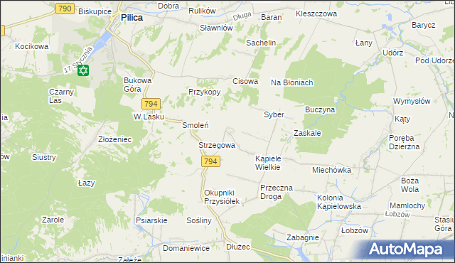 mapa Kąpiołki, Kąpiołki na mapie Targeo