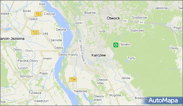 mapa Karczew powiat otwocki, Karczew powiat otwocki na mapie Targeo