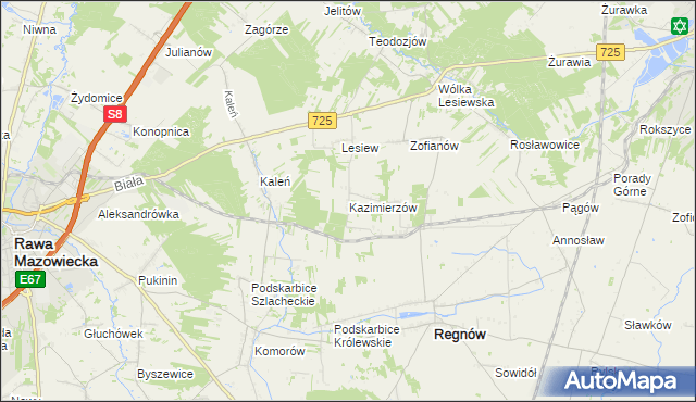 mapa Kazimierzów gmina Regnów, Kazimierzów gmina Regnów na mapie Targeo