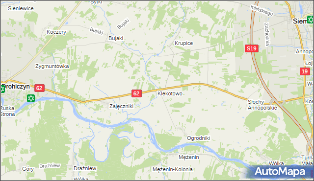 mapa Klekotowo gmina Siemiatycze, Klekotowo gmina Siemiatycze na mapie Targeo