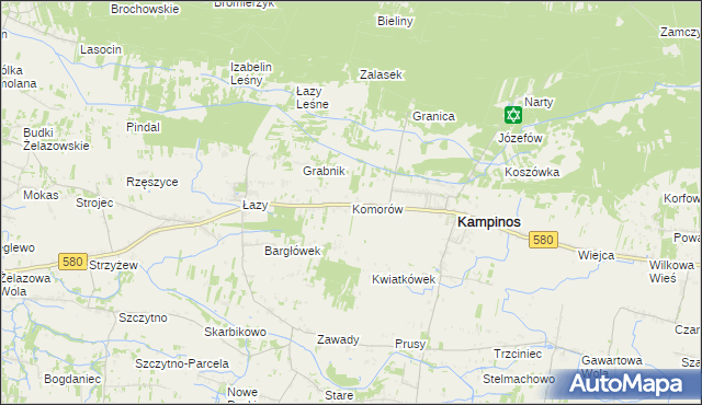 mapa Komorów gmina Kampinos, Komorów gmina Kampinos na mapie Targeo