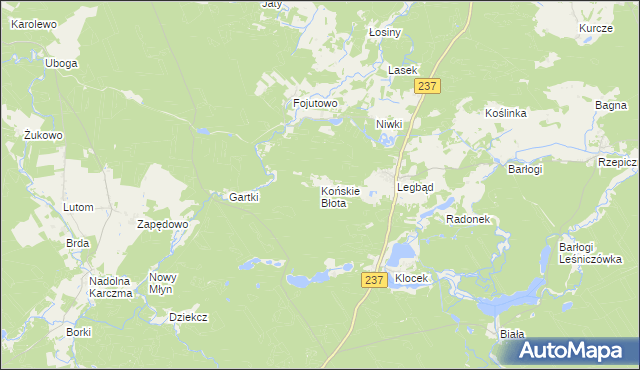 mapa Końskie Błota, Końskie Błota na mapie Targeo