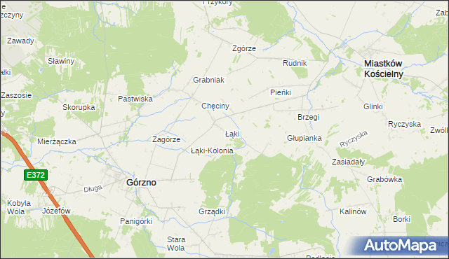 mapa Łąki gmina Górzno, Łąki gmina Górzno na mapie Targeo