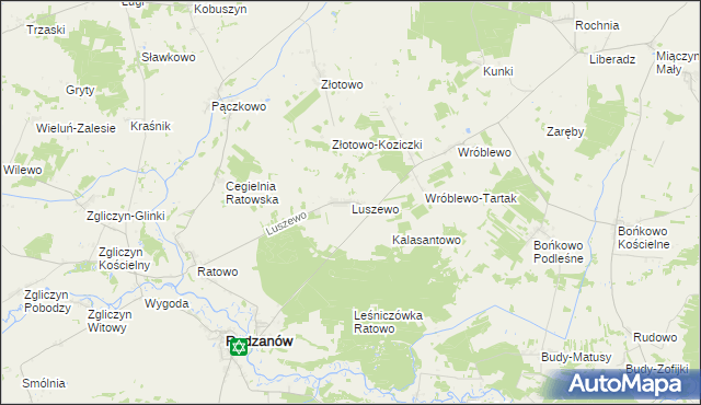 mapa Luszewo gmina Radzanów, Luszewo gmina Radzanów na mapie Targeo