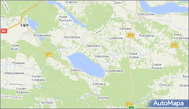 mapa Matyldów gmina Łąck, Matyldów gmina Łąck na mapie Targeo