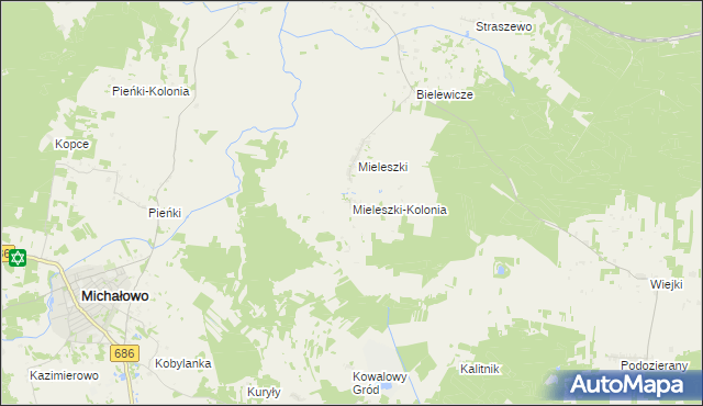 mapa Mieleszki-Kolonia, Mieleszki-Kolonia na mapie Targeo