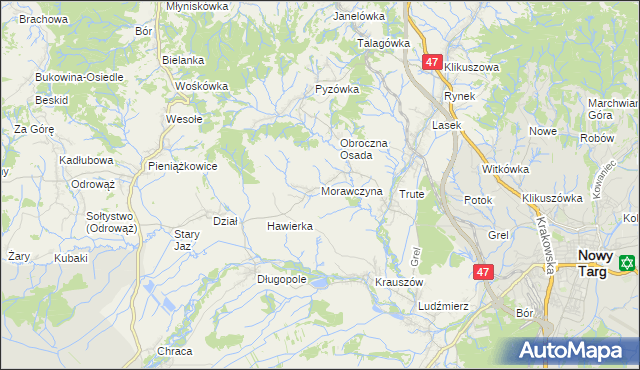 mapa Morawczyna, Morawczyna na mapie Targeo