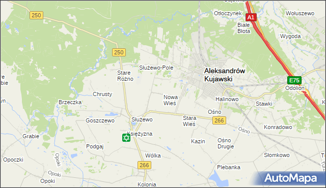 mapa Nowa Wieś gmina Aleksandrów Kujawski, Nowa Wieś gmina Aleksandrów Kujawski na mapie Targeo