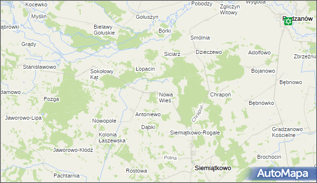 mapa Nowa Wieś gmina Siemiątkowo, Nowa Wieś gmina Siemiątkowo na mapie Targeo