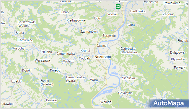 mapa Nozdrzec, Nozdrzec na mapie Targeo