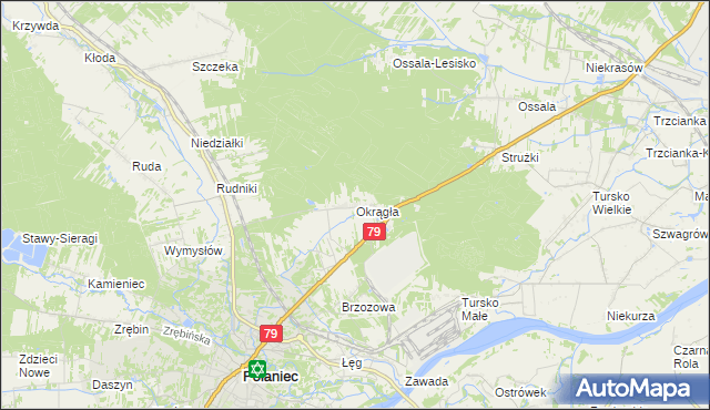 mapa Okrągła, Okrągła na mapie Targeo