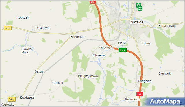 mapa Olszewo gmina Nidzica, Olszewo gmina Nidzica na mapie Targeo