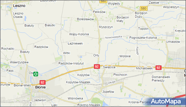 mapa Orły gmina Ożarów Mazowiecki, Orły gmina Ożarów Mazowiecki na mapie Targeo