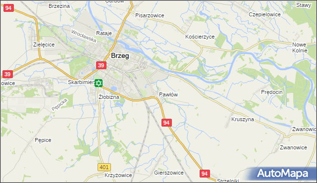 mapa Pawłów gmina Skarbimierz, Pawłów gmina Skarbimierz na mapie Targeo