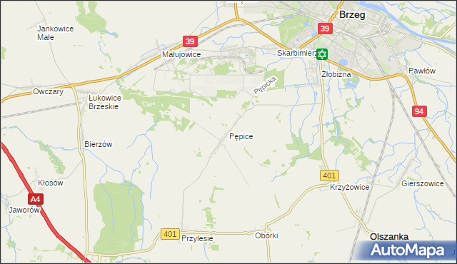 mapa Pępice gmina Skarbimierz, Pępice gmina Skarbimierz na mapie Targeo