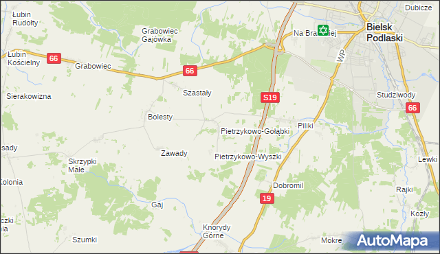 mapa Pietrzykowo-Gołąbki, Pietrzykowo-Gołąbki na mapie Targeo