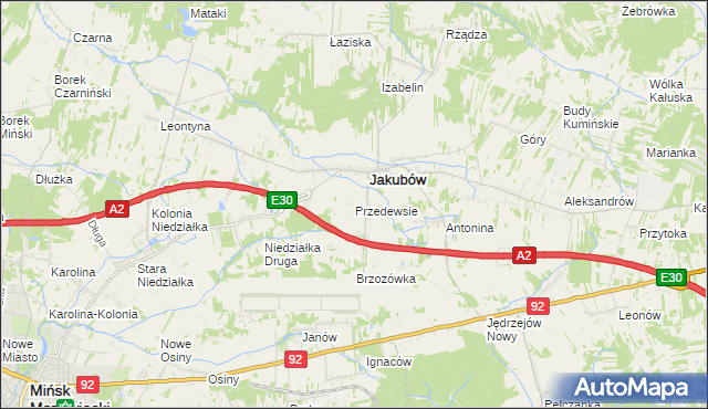 mapa Przedewsie gmina Jakubów, Przedewsie gmina Jakubów na mapie Targeo