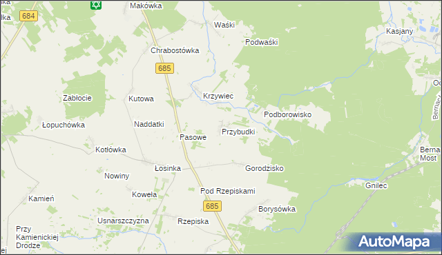 mapa Przybudki, Przybudki na mapie Targeo