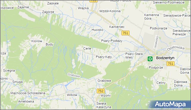 mapa Psary-Kąty, Psary-Kąty na mapie Targeo