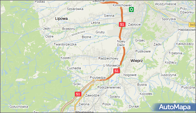 mapa Radziechowy, Radziechowy na mapie Targeo