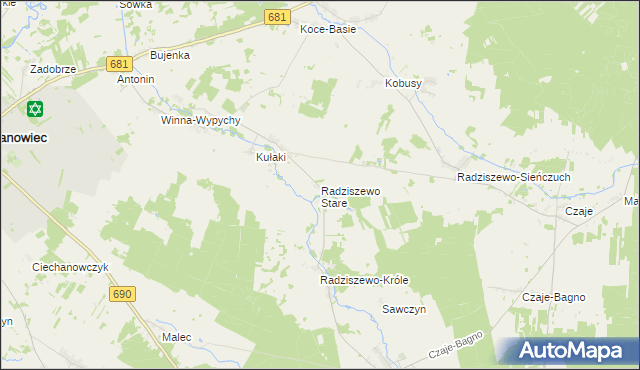 mapa Radziszewo Stare, Radziszewo Stare na mapie Targeo